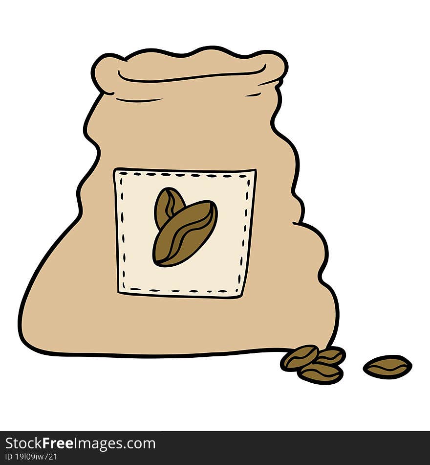 cartoon sack of coffee beans. cartoon sack of coffee beans