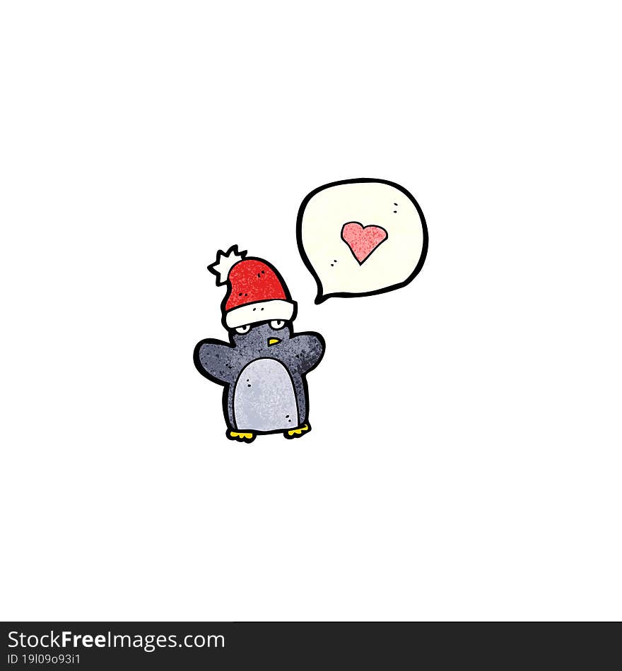 cartoon penguin in christmas hat