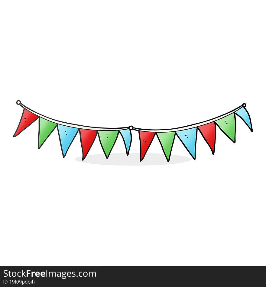 freehand drawn cartoon bunting flags