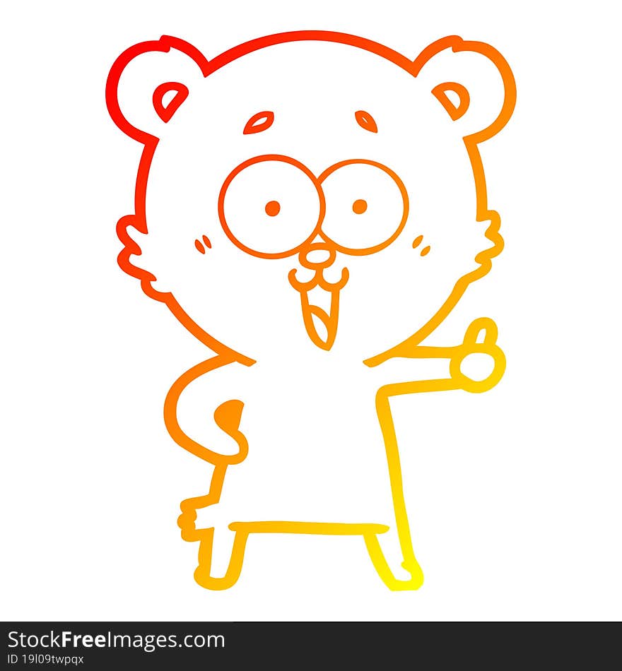 warm gradient line drawing of a laughing teddy  bear cartoon