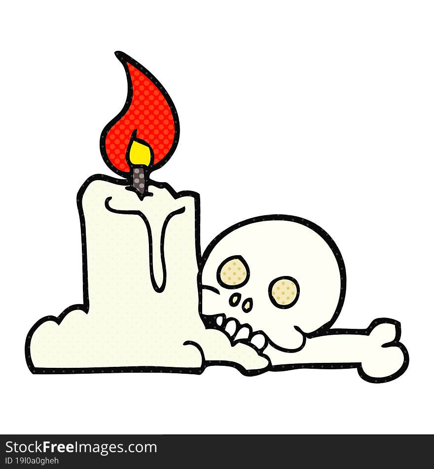 cartoon spooky skull and candle