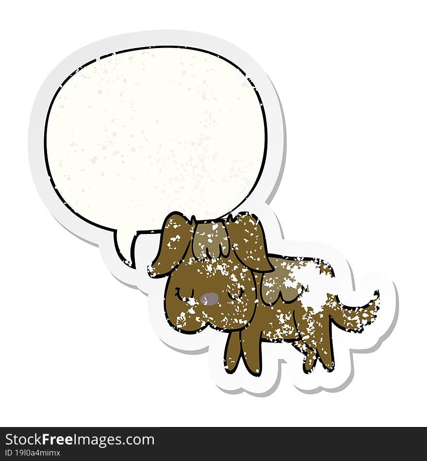 cartoon dog and speech bubble distressed sticker