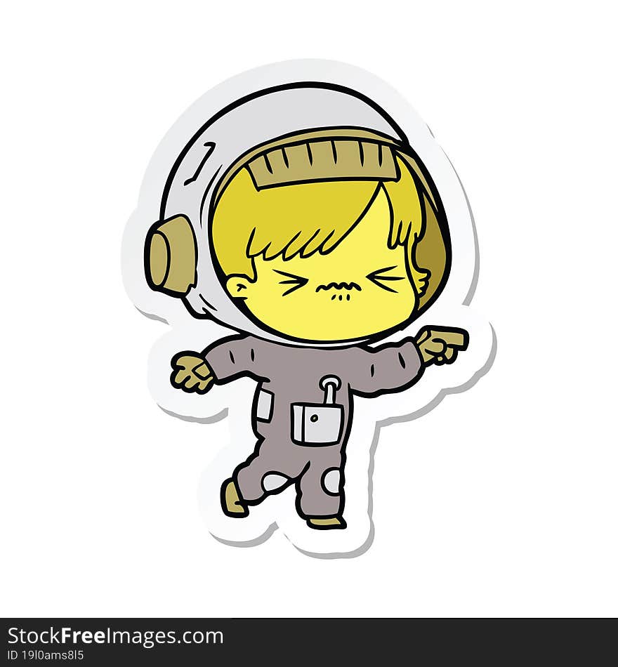 sticker of a angry cartoon space girl