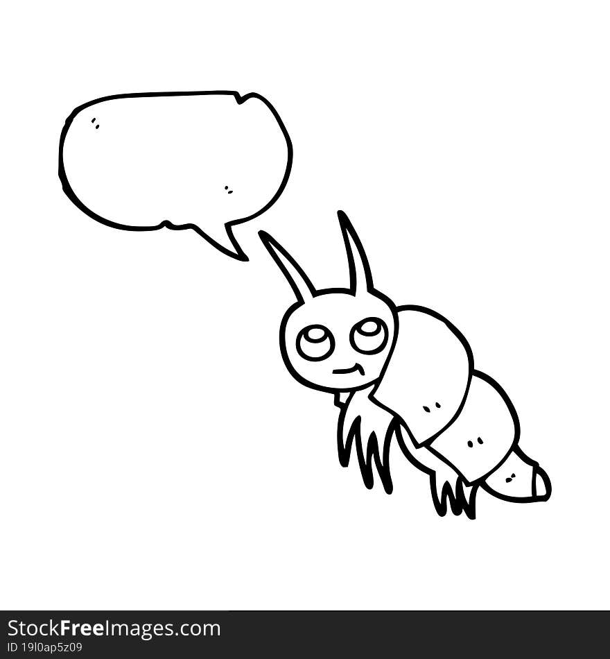 freehand drawn speech bubble cartoon little bug