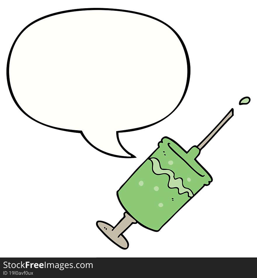 cartoon syringe needle with speech bubble. cartoon syringe needle with speech bubble