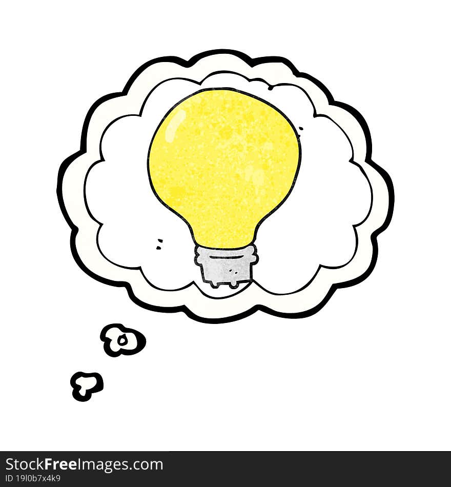 freehand drawn thought bubble textured cartoon light bulb