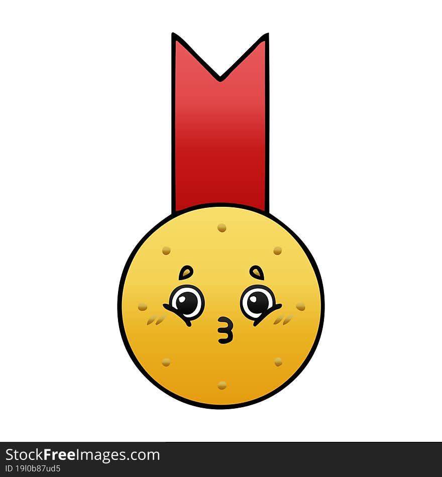 gradient shaded cartoon gold medal