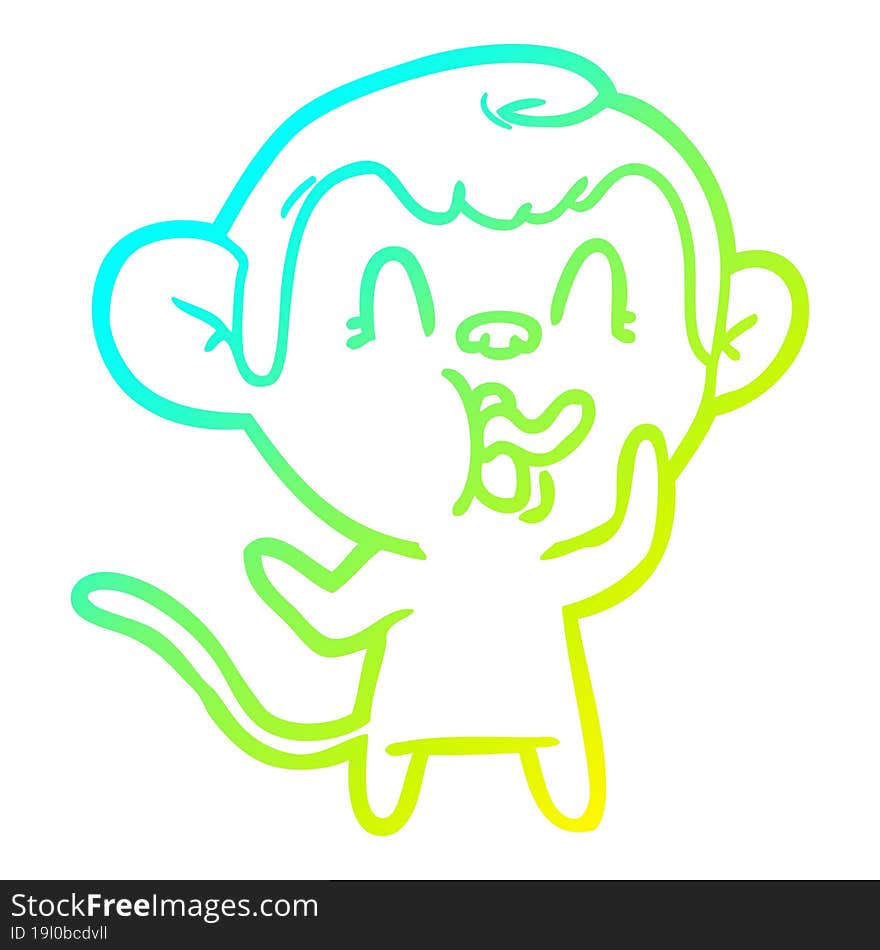 cold gradient line drawing crazy cartoon monkey