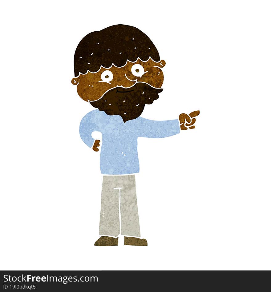 cartoon bearded man pointing