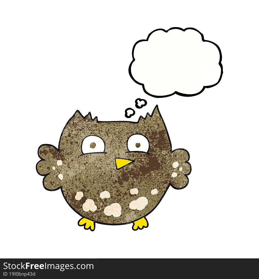 Thought Bubble Textured Cartoon Little Owl