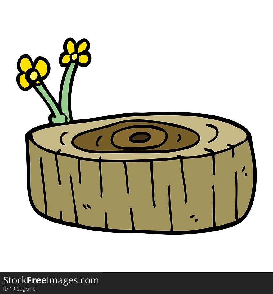 cartoon doodle tree log