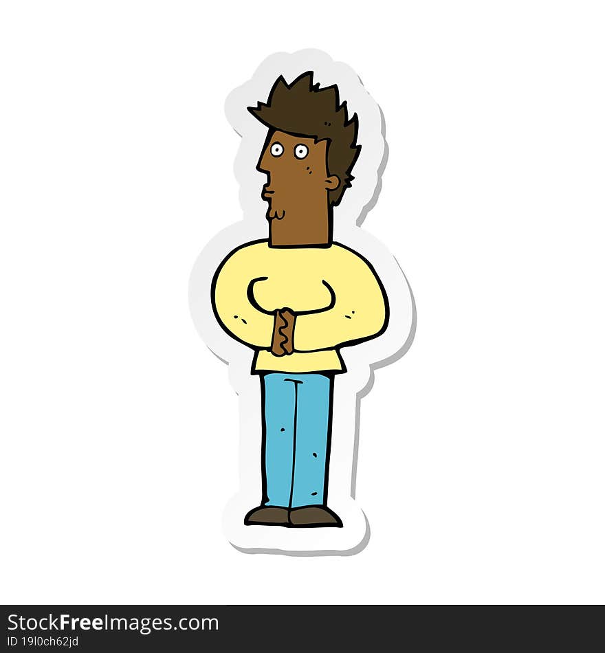 sticker of a cartoon nervous man