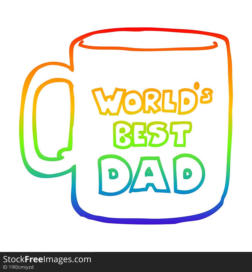 rainbow gradient line drawing worlds best dad mug