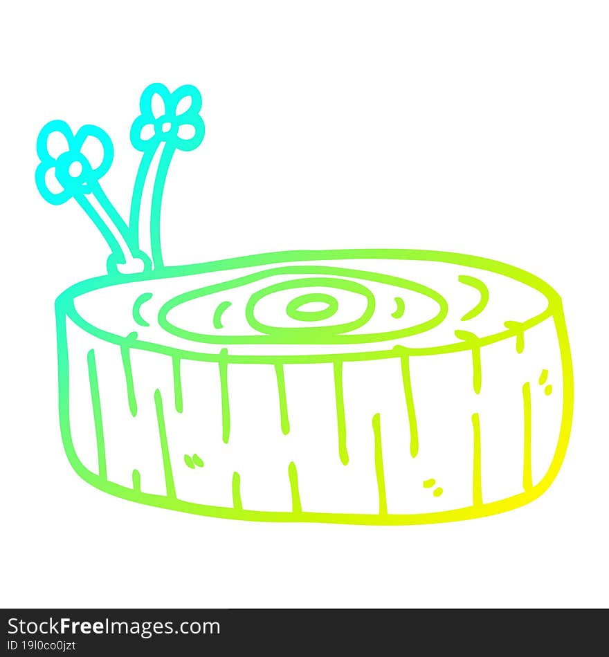 cold gradient line drawing cartoon tree log