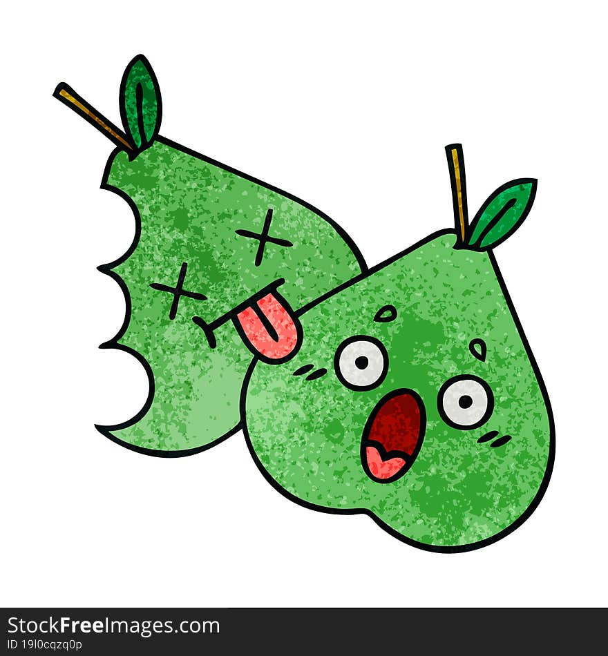 retro grunge texture cartoon green pear