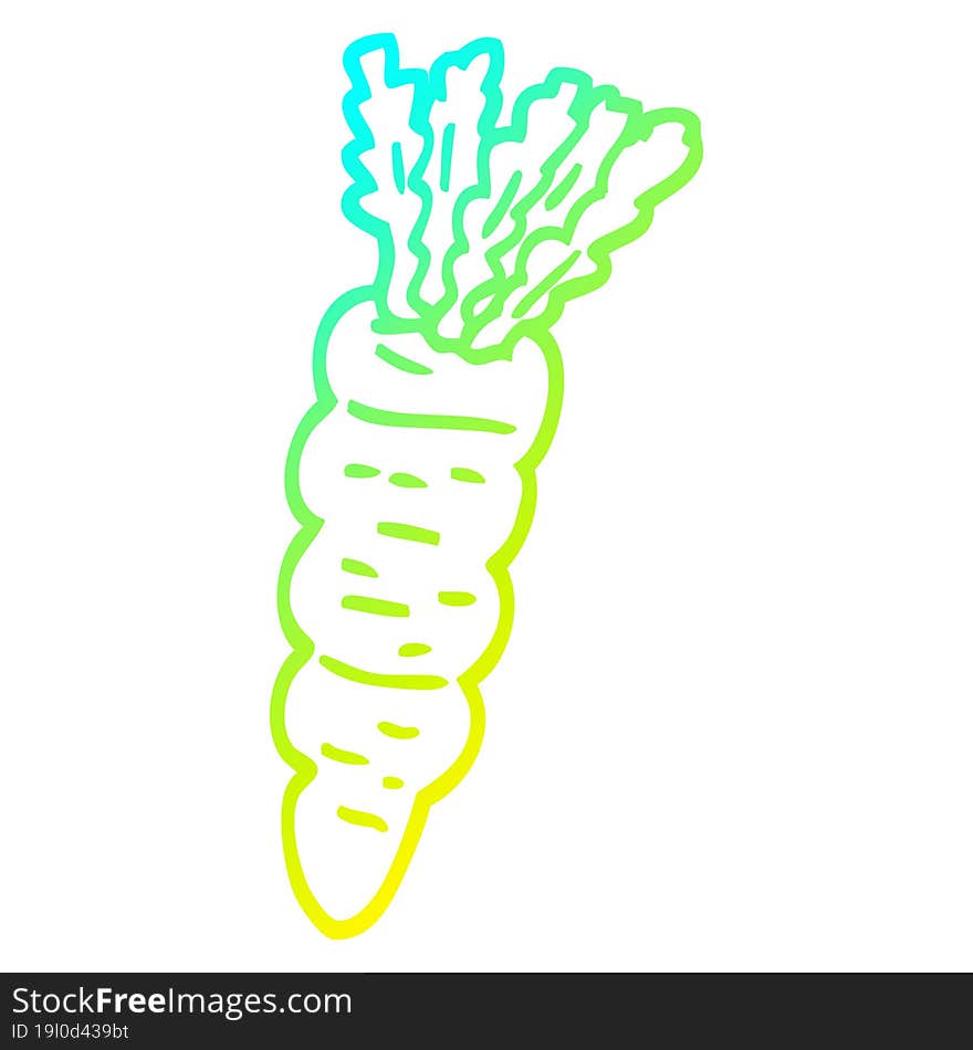 cold gradient line drawing of a cartoon carrot