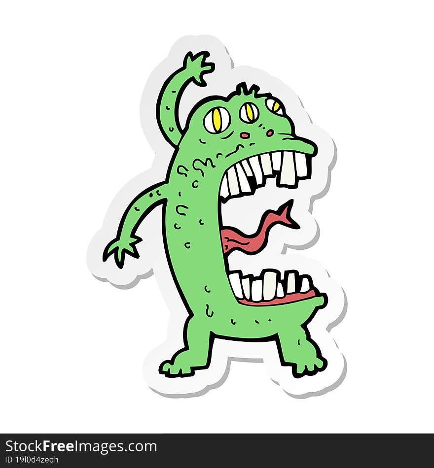 Sticker Of A Cartoon Crazy Monster