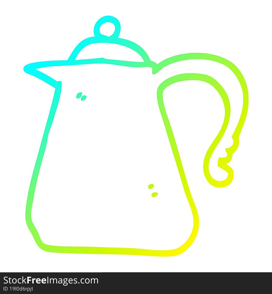 Cold Gradient Line Drawing Cartoon Kettle