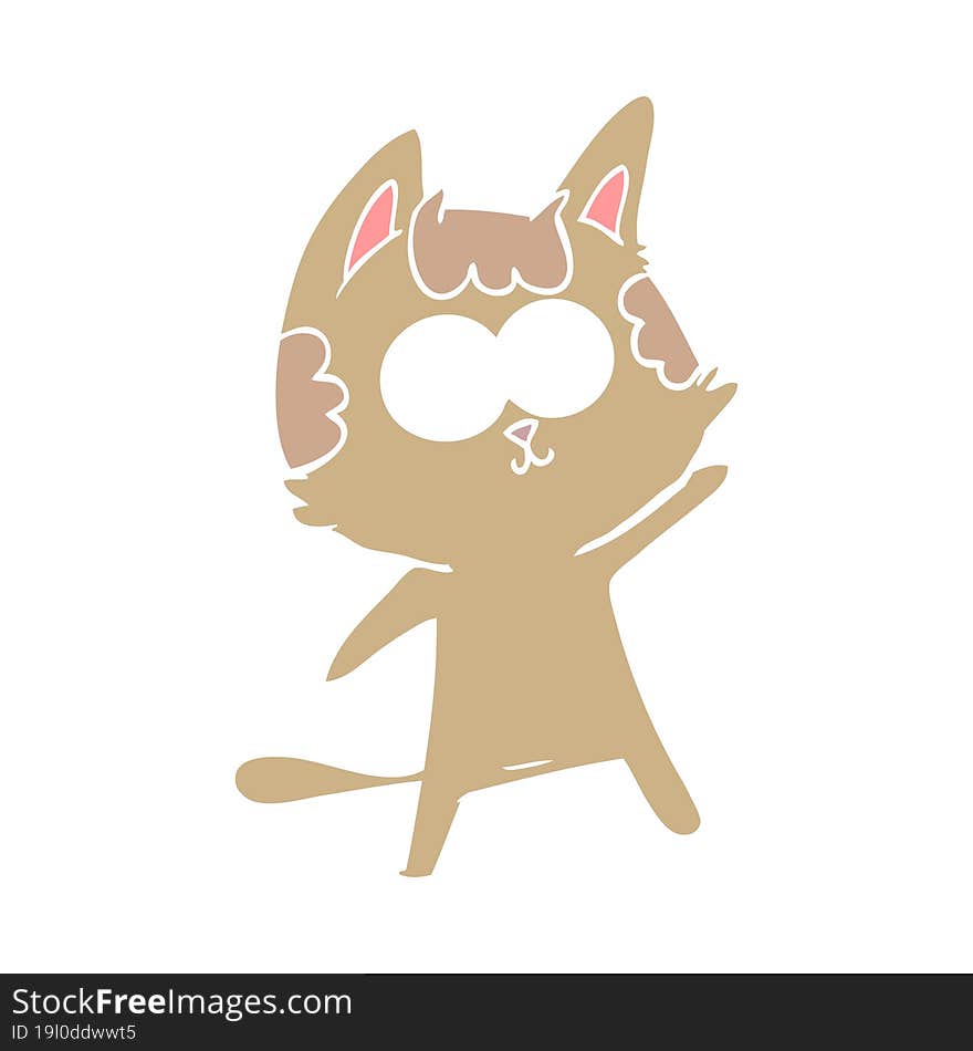 happy flat color style cartoon cat