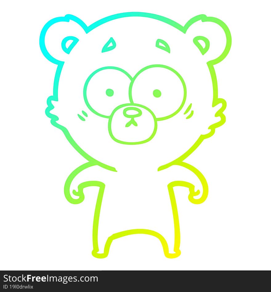 cold gradient line drawing surprised bear cartoon