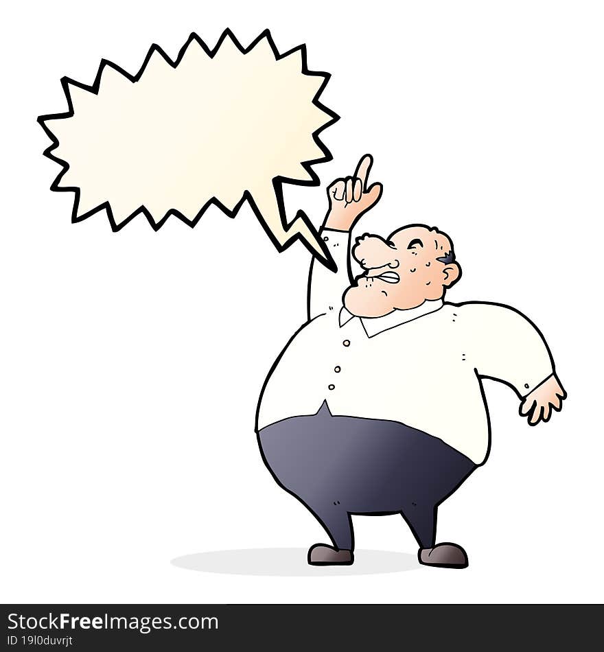 Cartoon Big Fat Boss With Speech Bubble