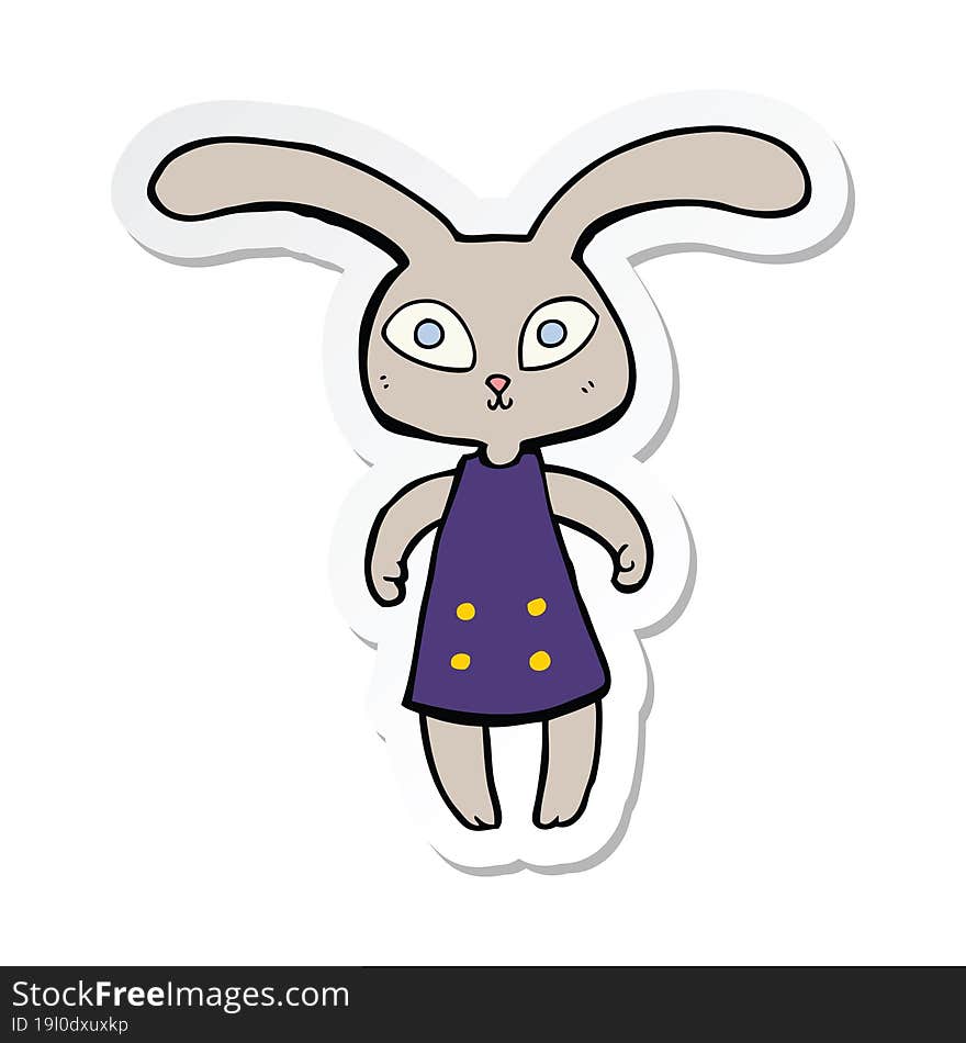 Sticker Of A Cute Cartoon Rabbit