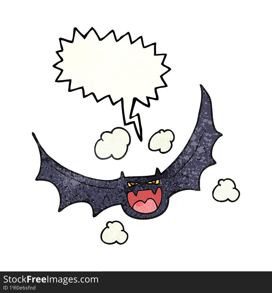 speech bubble textured cartoon halloween bat