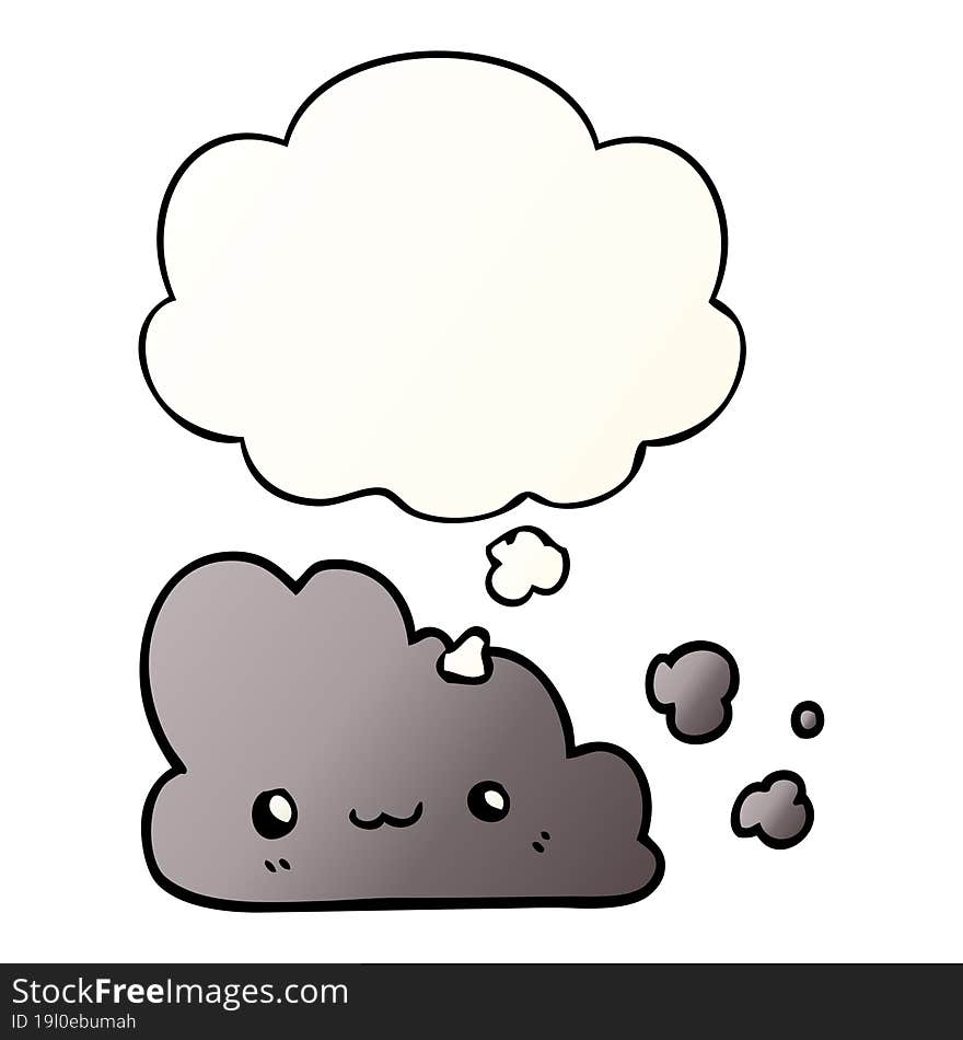 cute cartoon cloud and thought bubble in smooth gradient style