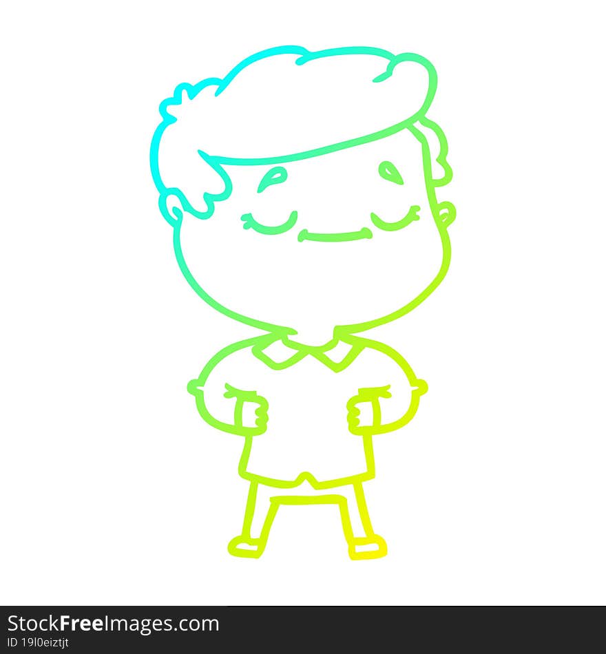 cold gradient line drawing of a cartoon proud man