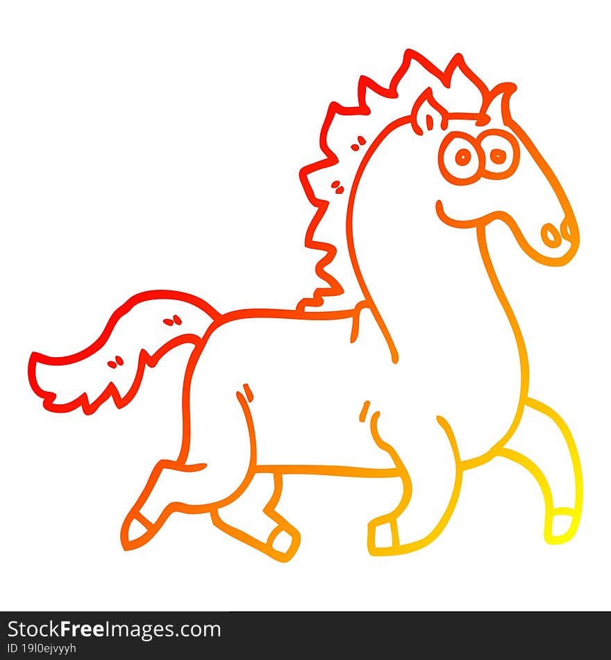 warm gradient line drawing cartoon magnificent stallion