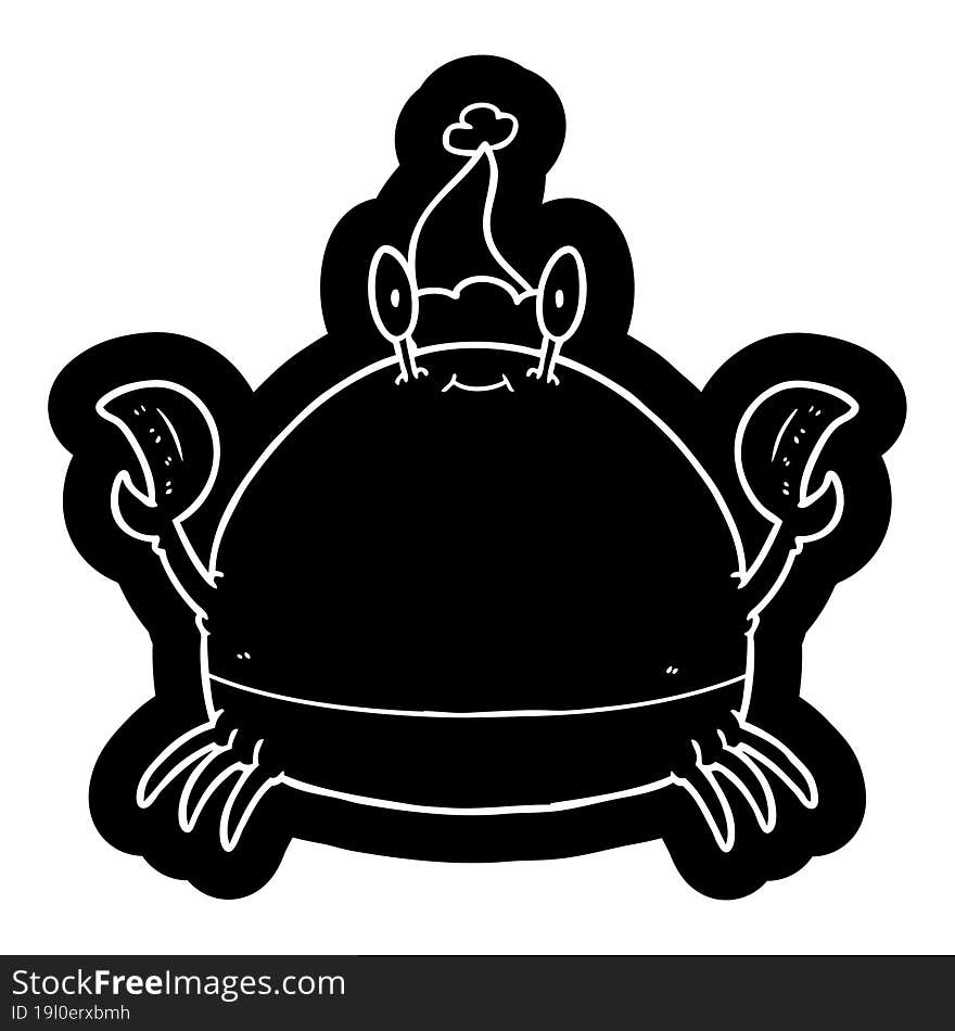 cartoon icon of a crab wearing santa hat