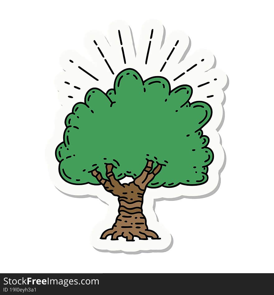 sticker of tattoo style tree