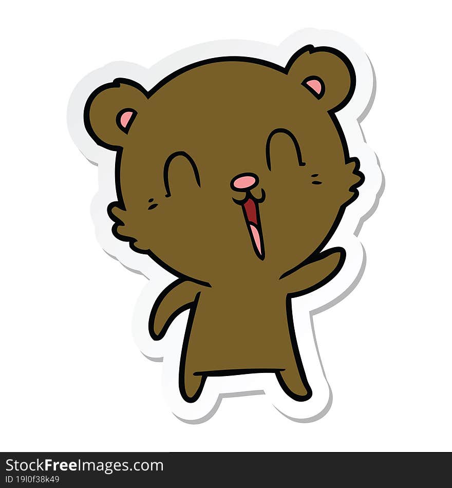 sticker of a happy cartoon bear