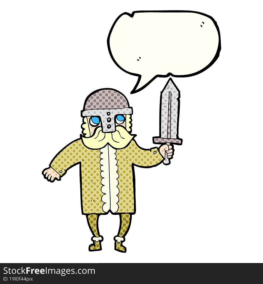 Comic Book Speech Bubble Cartoon Saxon Warrior