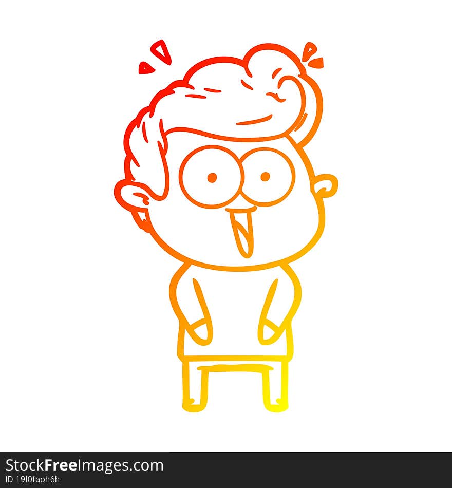 warm gradient line drawing cartoon excited man