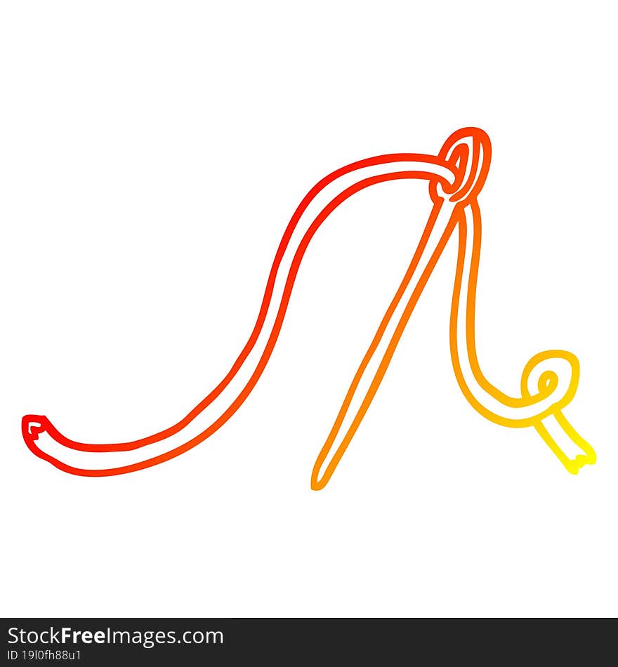 warm gradient line drawing of a cartoon needle and thread