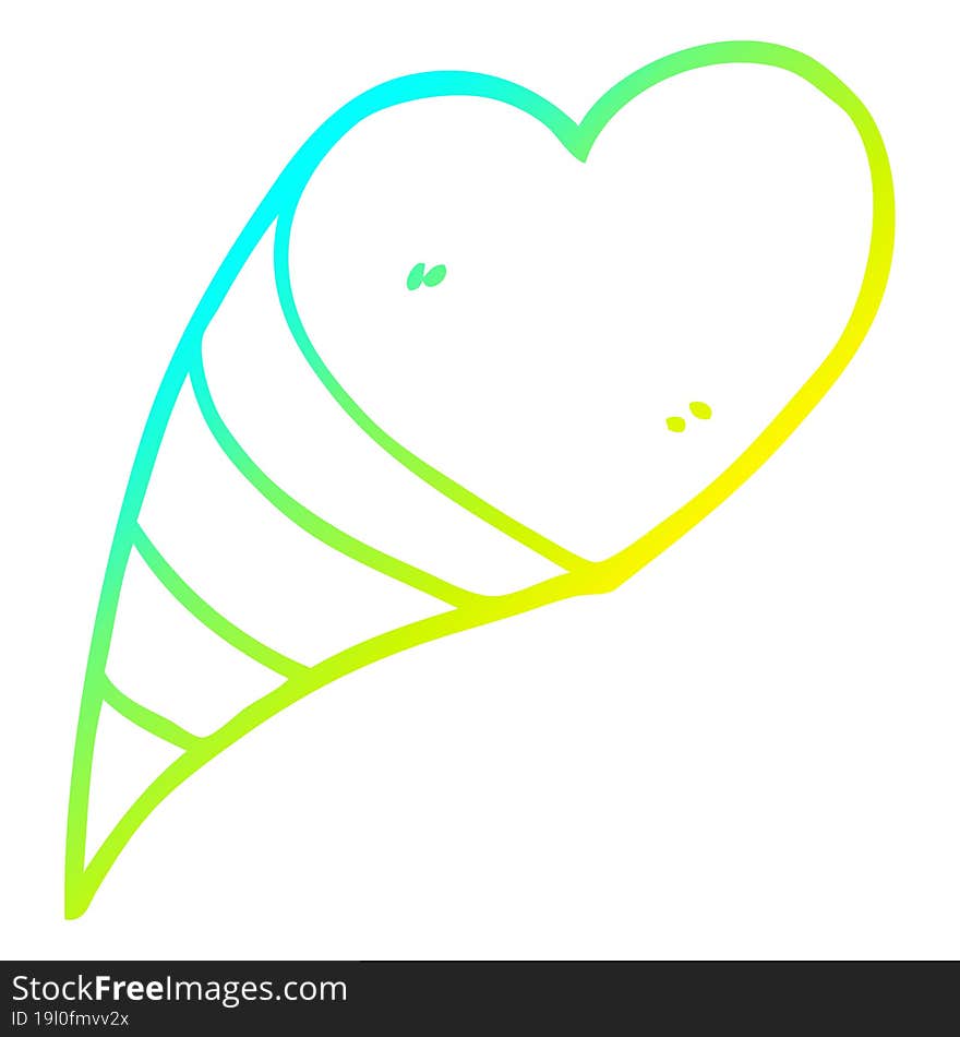 cold gradient line drawing of a cartoon love hearts