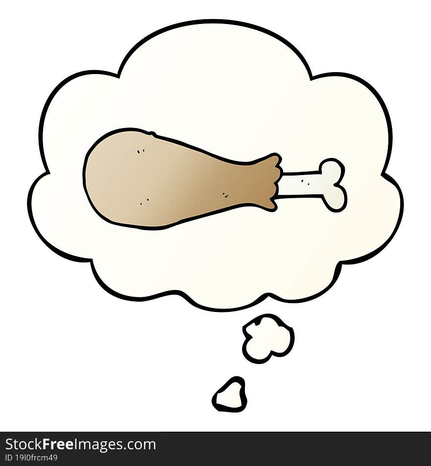 cartoon chicken leg and thought bubble in smooth gradient style