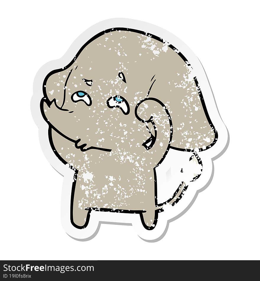 Distressed Sticker Of A Cartoon Elephant Remembering