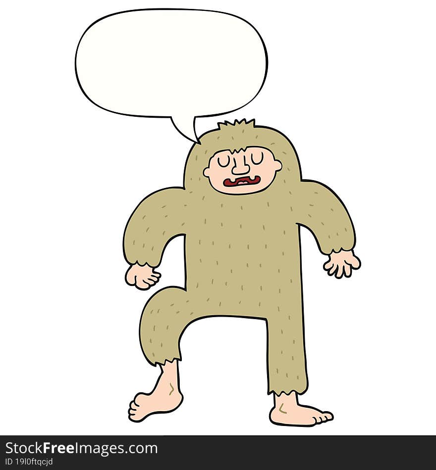 cartoon bigfoot and speech bubble