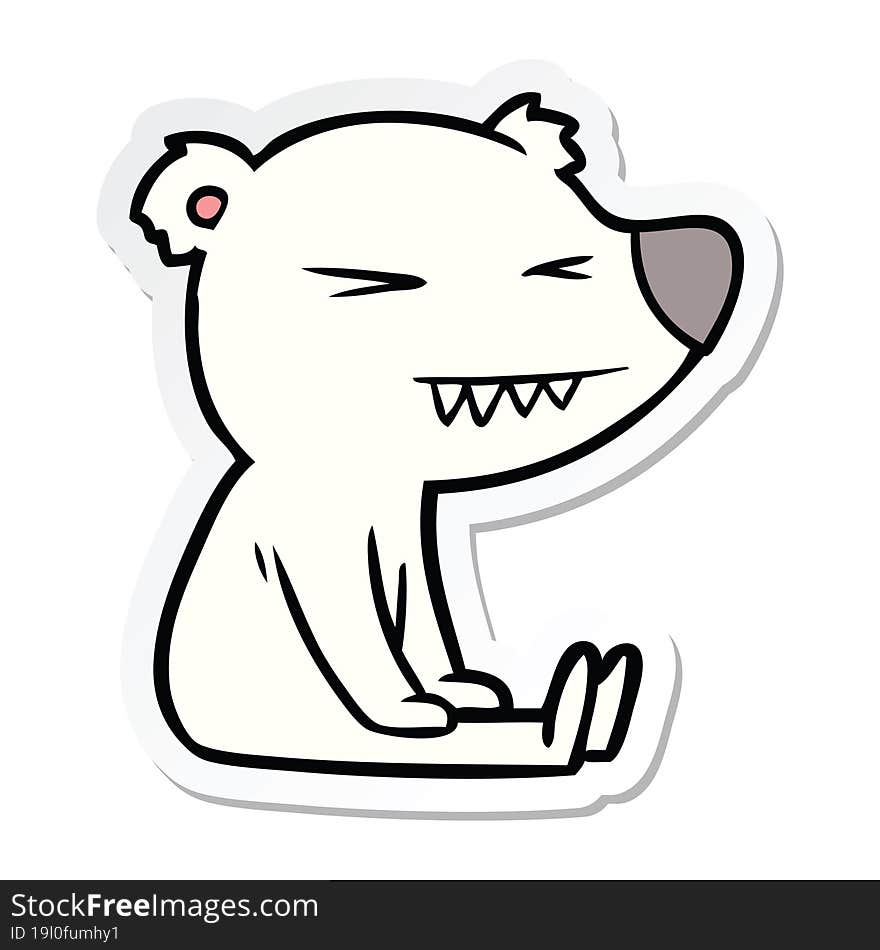 sticker of a angry polar bear cartoon