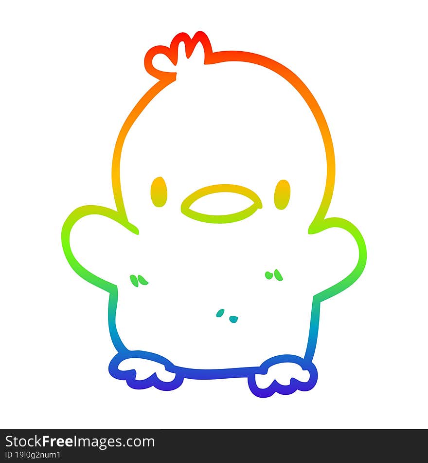 rainbow gradient line drawing cute cartoon chick