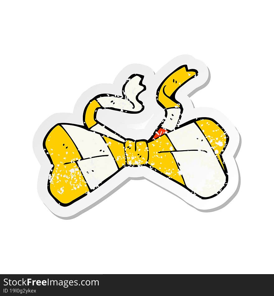 retro distressed sticker of a cartoon bow tie