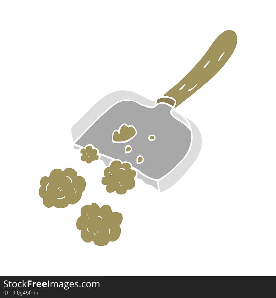 flat color illustration of a cartoon dust pan