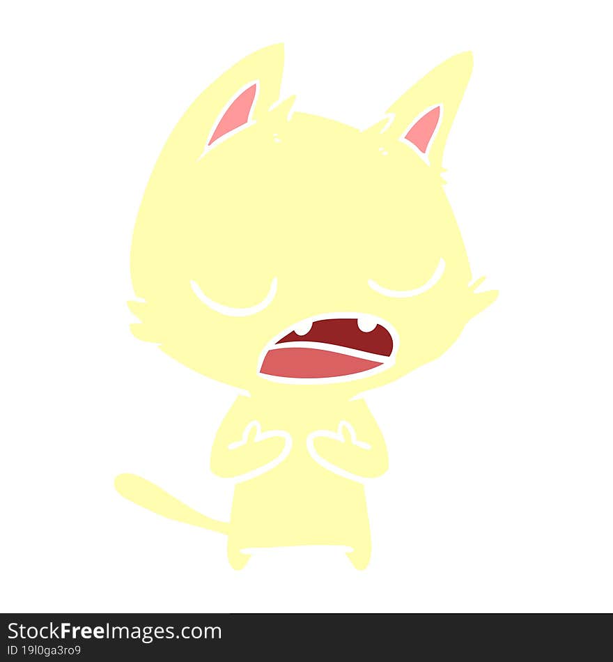 Talking Cat Flat Color Style Cartoon