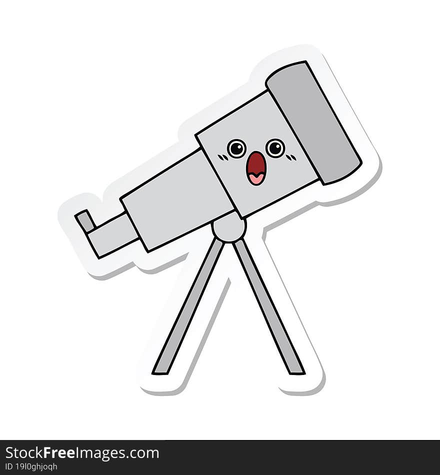 Sticker Of A Cute Cartoon Telescope