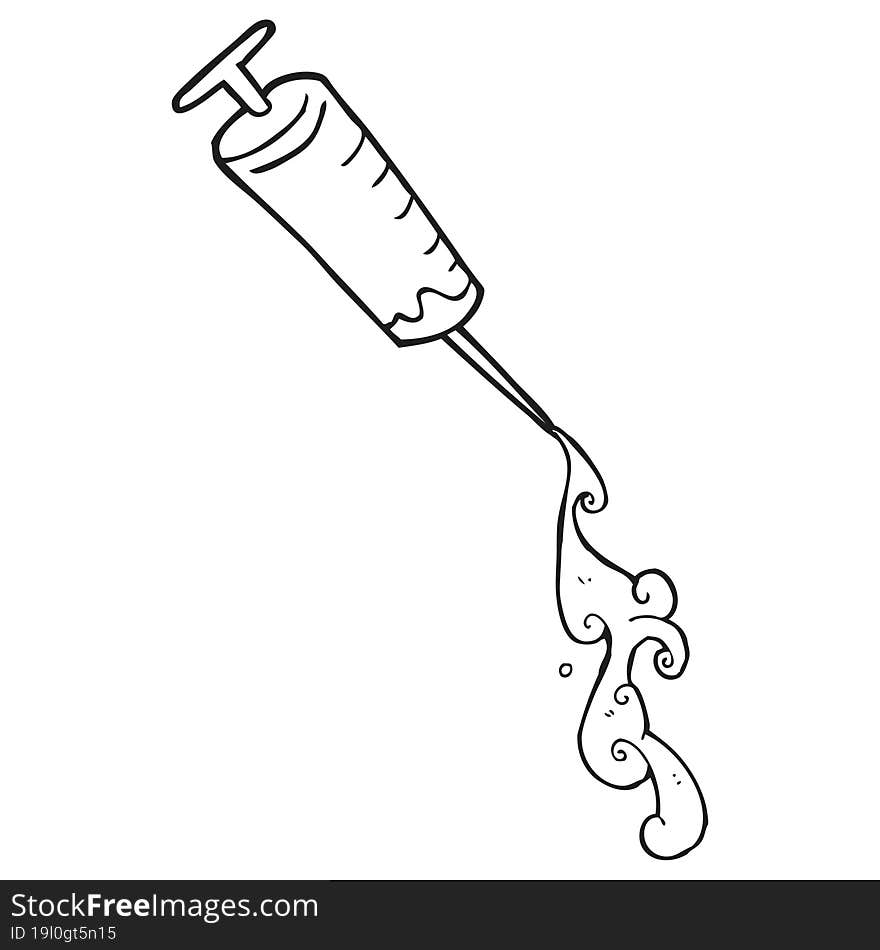 black and white cartoon medical needle