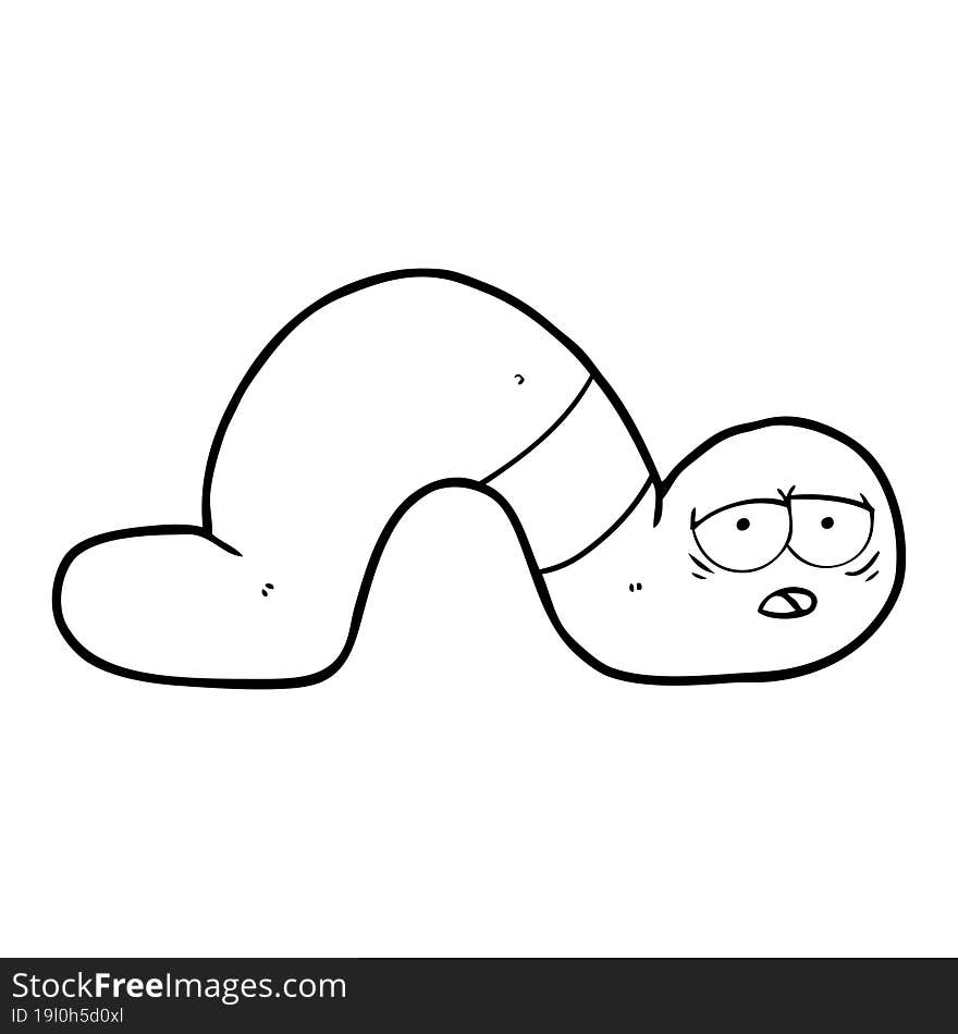 cartoon tired worm. cartoon tired worm