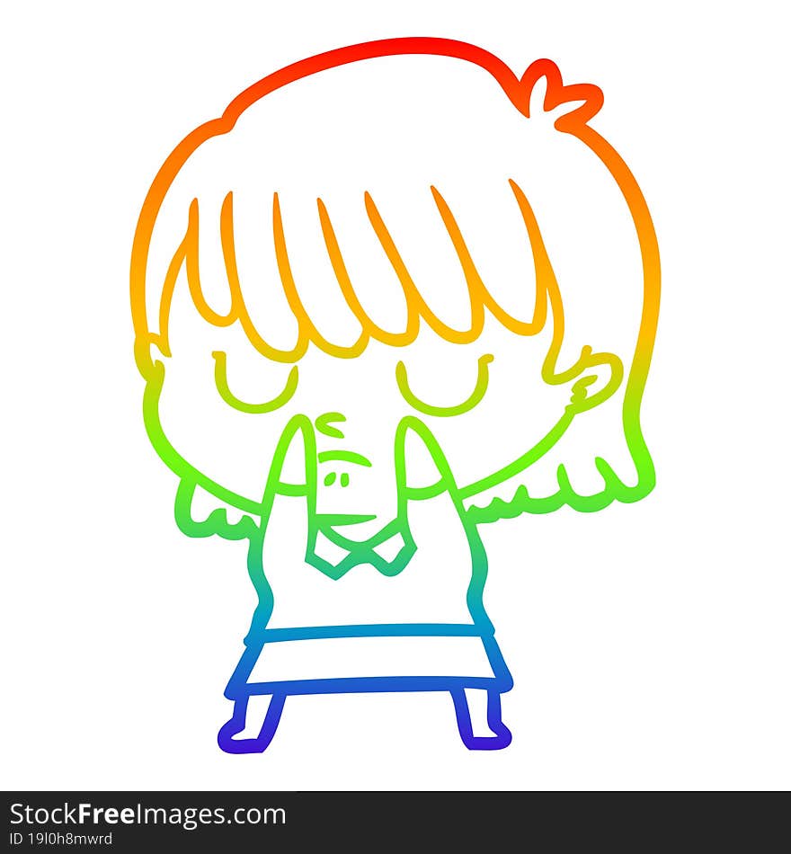 rainbow gradient line drawing of a cartoon woman