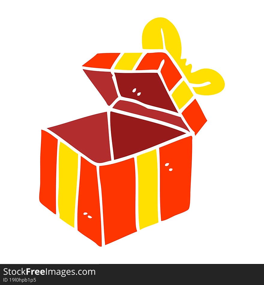 flat color illustration cartoon open gift box